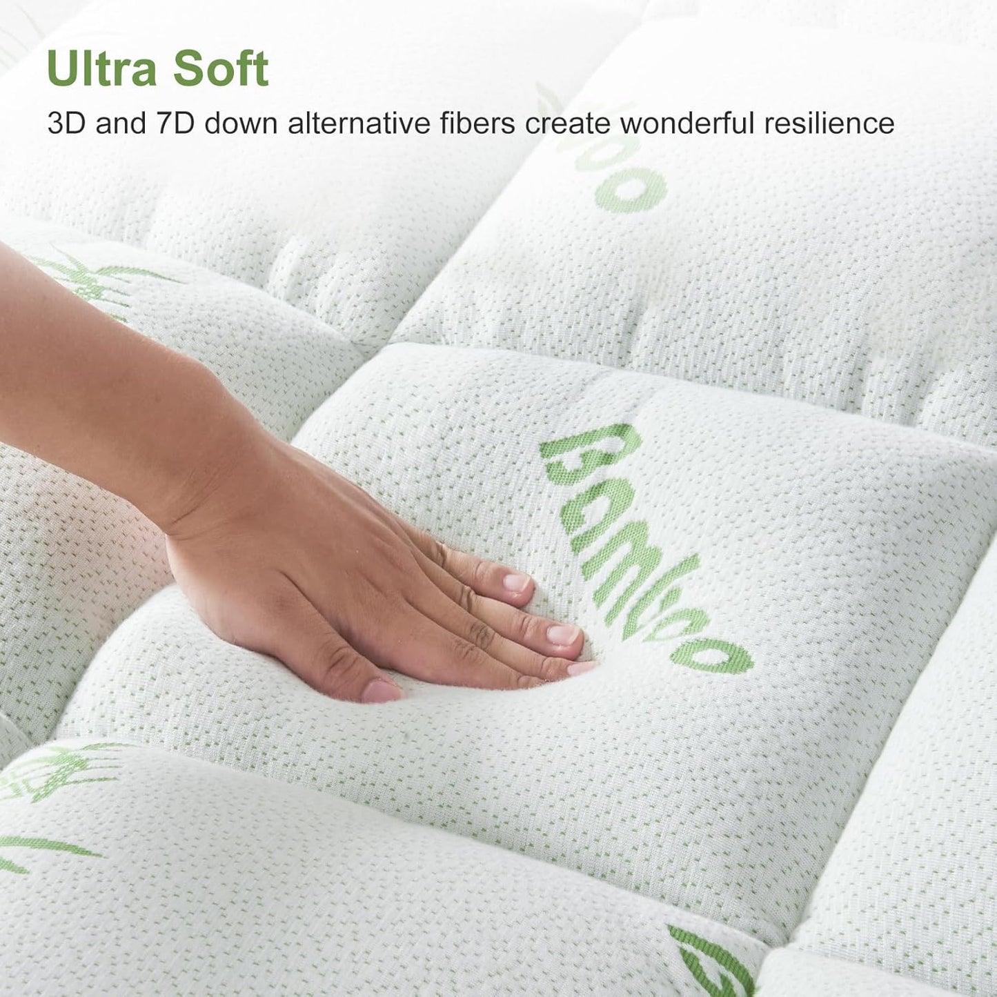 King Size Mattress Topper Viscose Derived from Bamboo, Soft Thick Pillow Top Mattress Pad Cover for Back Pain, Cooling Mattress Protector with 8-21 Inch Deep Pocket, White