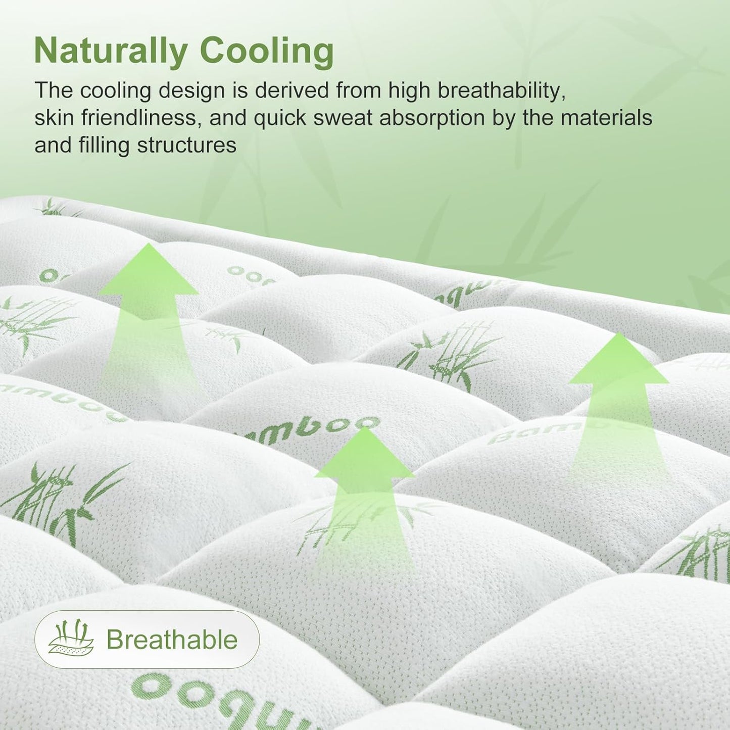 King Size Mattress Topper Viscose Derived from Bamboo, Soft Thick Pillow Top Mattress Pad Cover for Back Pain, Cooling Mattress Protector with 8-21 Inch Deep Pocket, White