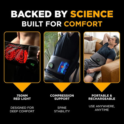 Hatch Belt™ Triple Therapy Red Light Belt – Portable Heating Pad & Deep Tissue Back Massager with Heat, Infrared Light & Vibration – Wearable Lumbar Brace for Lower Back Support