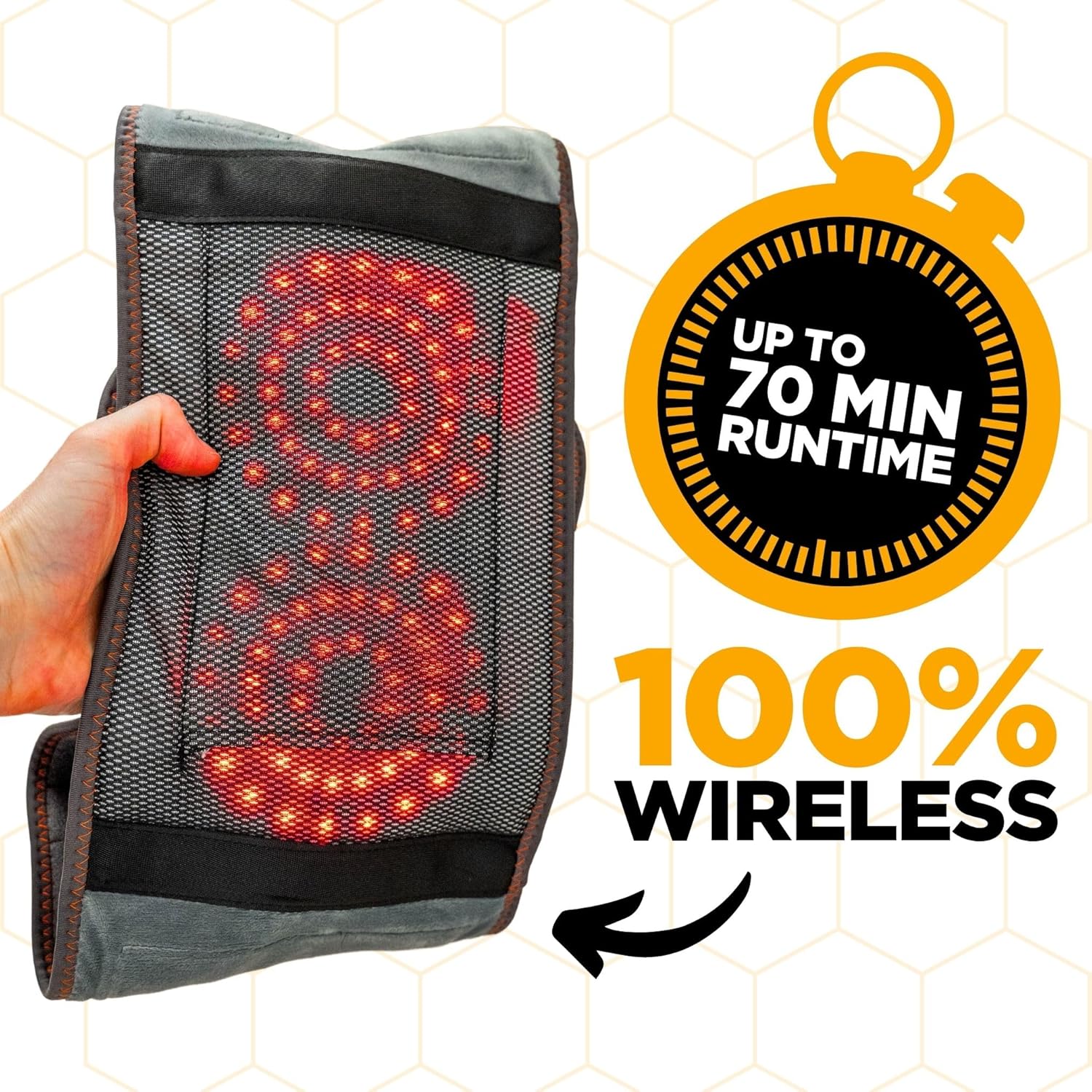 Hatch Belt™ Triple Therapy Red Light Belt – Portable Heating Pad & Deep Tissue Back Massager with Heat, Infrared Light & Vibration – Wearable Lumbar Brace for Lower Back Support