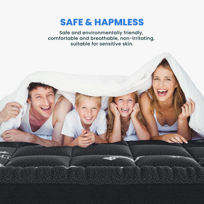 Full Mattress Protector, Thickened Mattress Pad with Bamboo Fiber Viscose Filling, Breathable, Soft, Cooling,Black, 54" X 75"