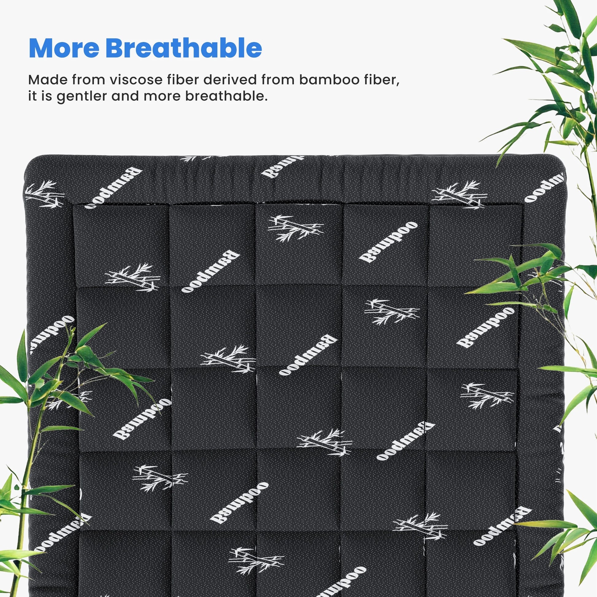 Full Mattress Protector, Thickened Mattress Pad with Bamboo Fiber Viscose Filling, Breathable, Soft, Cooling,Black, 54" X 75"
